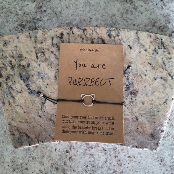 Silver Cat You are Purrfect Black Bracelet ✨️ - Picture 3 of 7